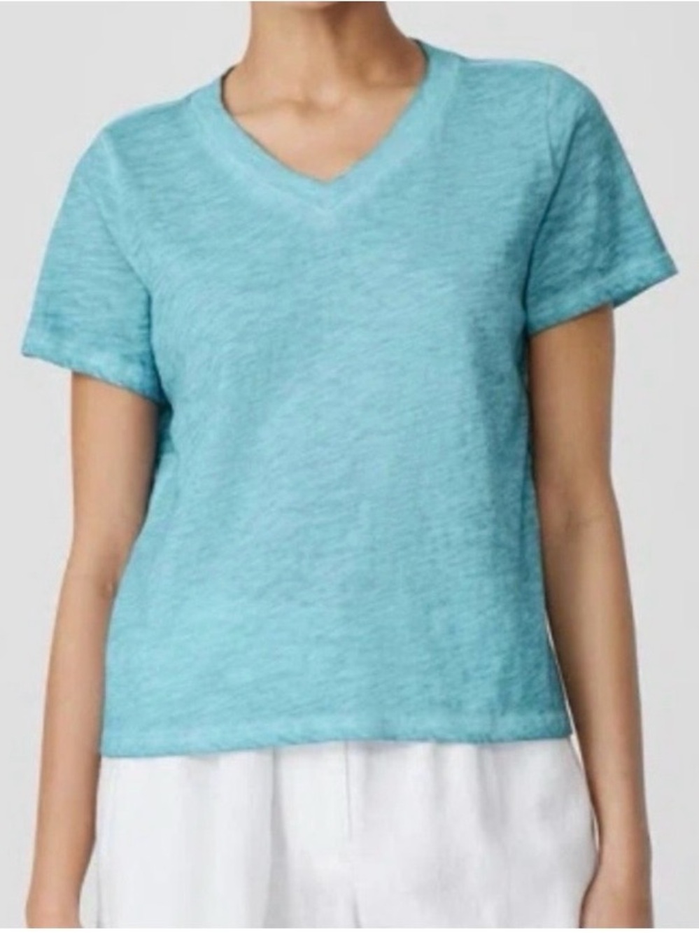 Eileen Fisher Organic Cotton Blue Pigment Dyed Tee T Shirt